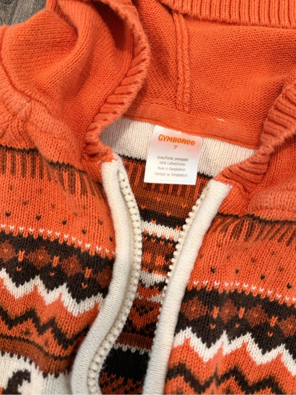 🎃 Gymboree Orange Pumpkin Hooded Kids Sweater. Size 7